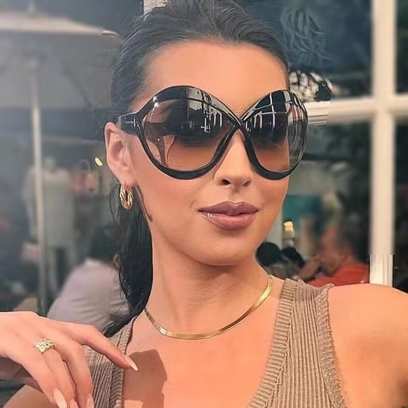 ins Large Frame Crossover Sunglasses 2022 New Women's Sunglasses Anti-UV Internet Celebrity Same Style Round Sunglasses