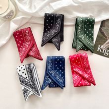 韩版细窄长条腰果印花丝巾百搭休闲扎发绑包飘带搭配衬衫领巾装饰