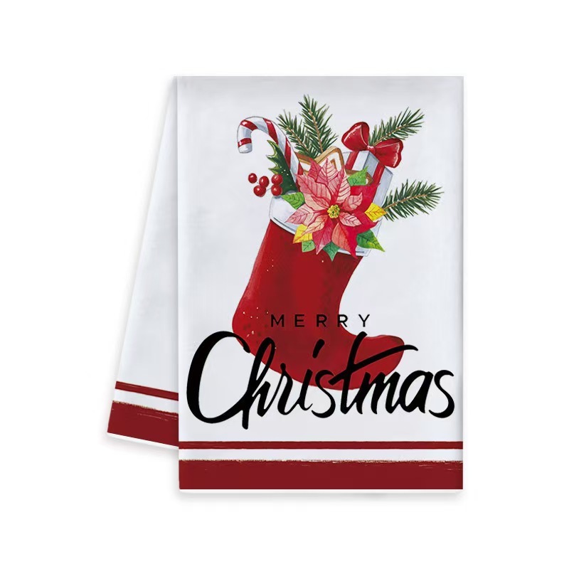 クロスボーダーホットスタイルプレースマットクリスマスキッチンディッシュタオルレッドクリスマスプリントテーブルデコレーションホリデータオル|undefined