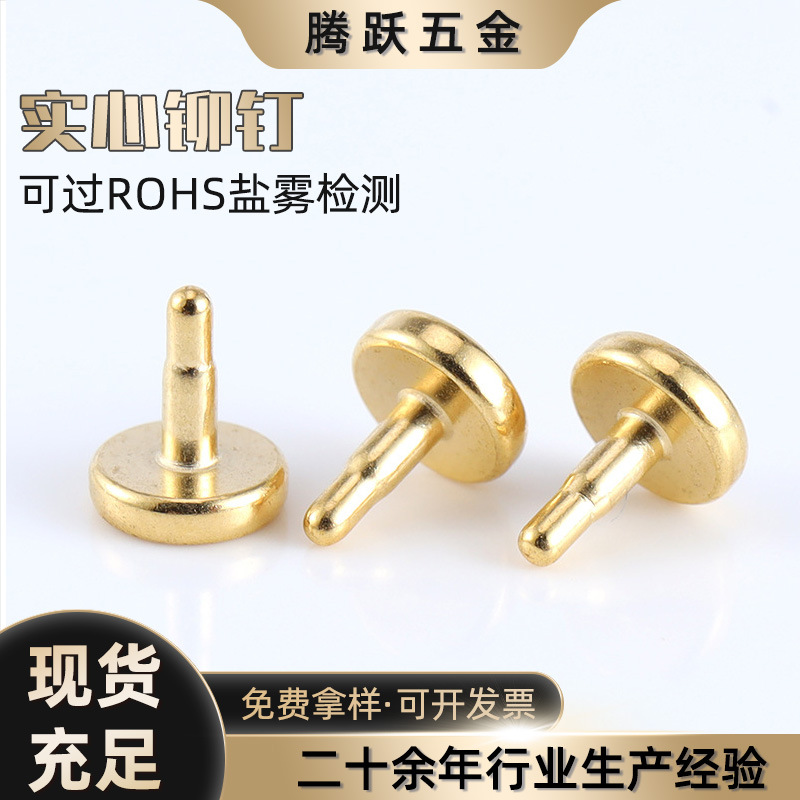 定 制电极柱雾化芯电极钉黄铜镀金非标铜柱加工探针充电针弹簧针