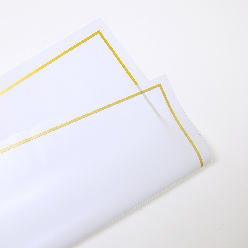 Borde dorado película de gelatina impermeable papel mate flor papel de embalaje ramo floral Día DE LA Madre material de papel de embalaje al por mayor