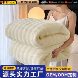 外贸兔毛绒毛毯冬季加厚法兰绒盖毯办公室午睡毯珊瑚绒沙发小毯子