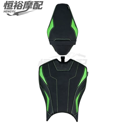 Motorcycle cushion — Comfortable and non-slip seat pads, sizes 25-26 - front-rear-seat-cushions-green-original-seat-height