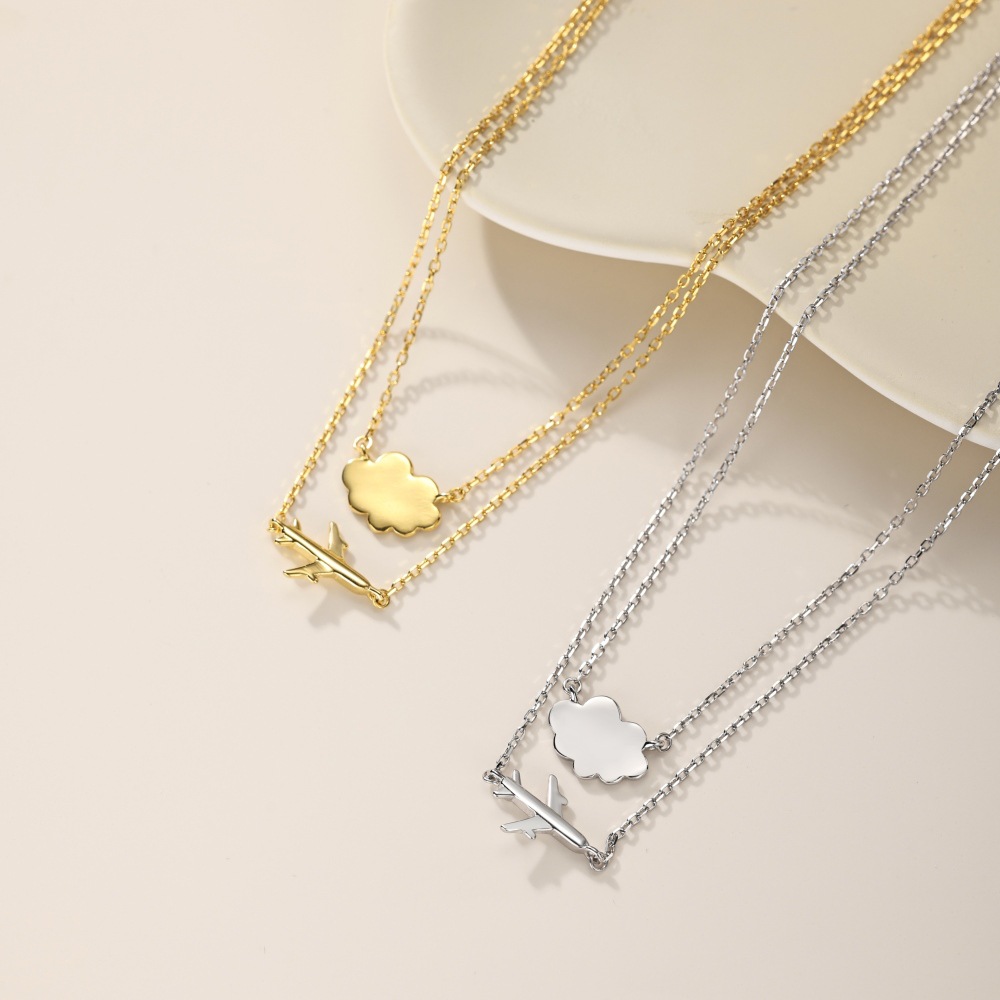 5g Weight 925 Sterling Silver Zircon Inlay Solid Color Layered Necklaces
