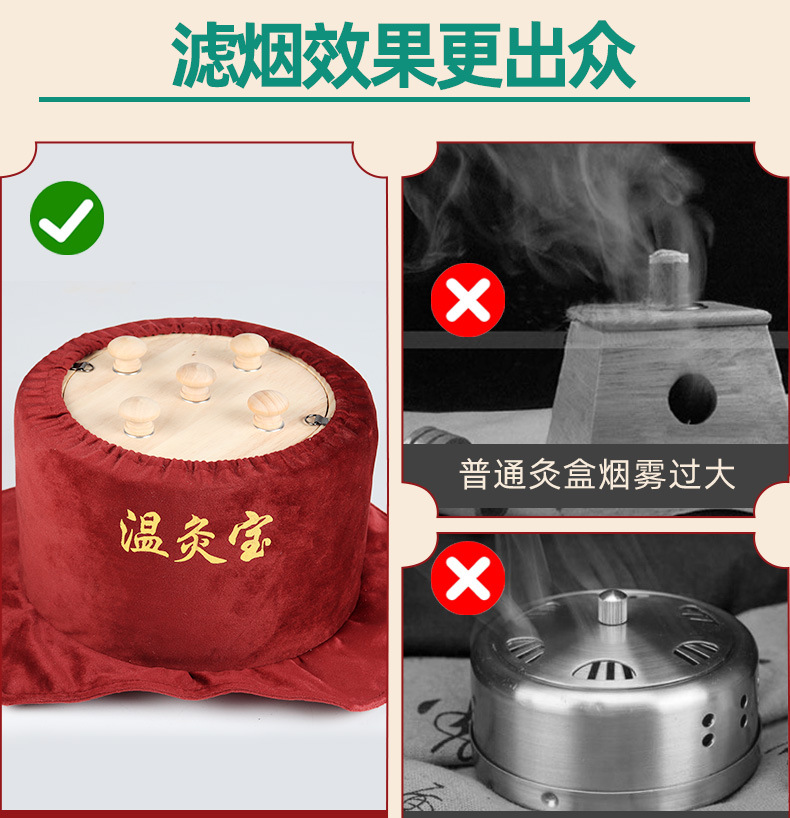Smokeless Moxa Stick Box Wooden Moxibustion Device for Home Use Waist Abdomen Back Neck 54 Rolls quality and texture
