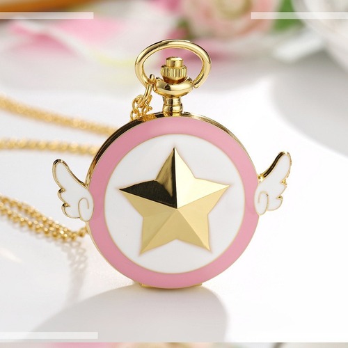 Manyun Variety Sakura Gem Pocket Watch Student Love Metal Chain Pocket Watch Accessories Animation Peripherals