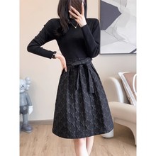 法式收腰连衣裙子长袖早春秋冬季打底内搭2025新款女装小黑裙礼服