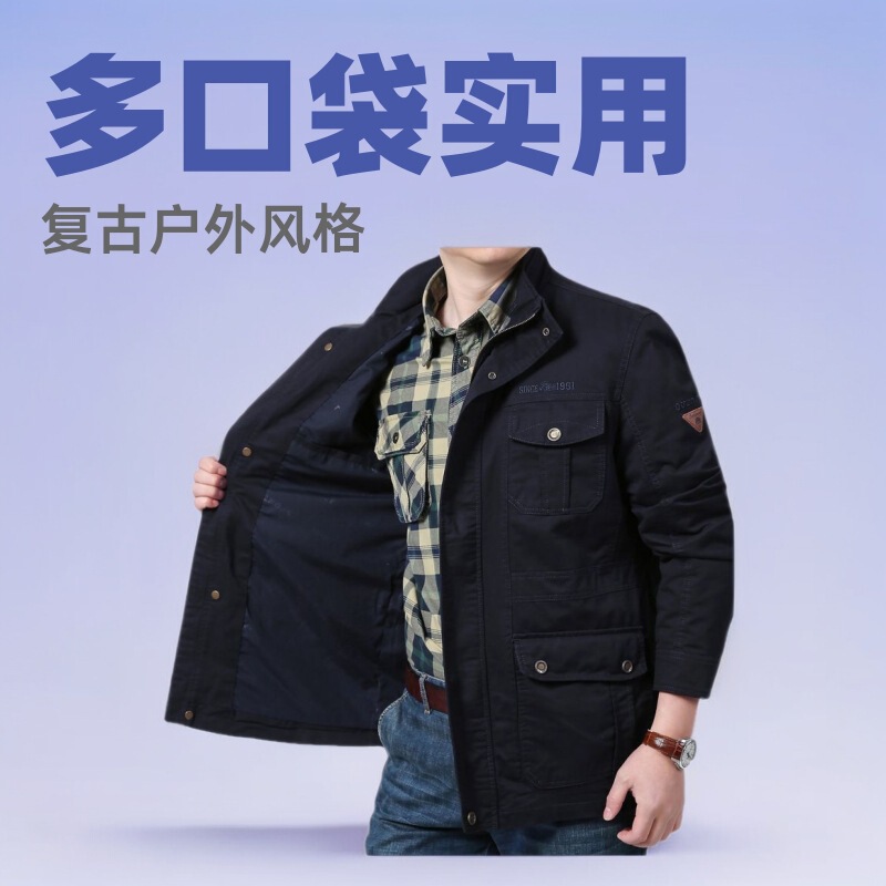 Cross-Border Carhartt-Style Men's Multi-Pocket Work Jacket, Vintage Outdoor Casual Coat for Spring and Autumn, Popular Cross-Border Carhartt-Style Men's Multi-Pocket Work Jacket, Vintage Outdoor Casual Coat for Spring and Autumn, Popular