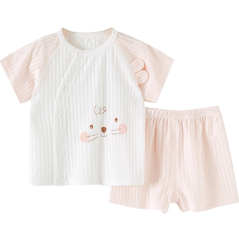Trajes de bebé de verano para niños pijamas de algodón de manga corta para niños y niñas para salir ropa delgada para bebés de verano