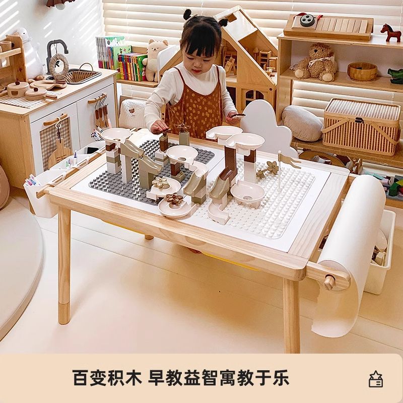 Champs Elysees Pine Solid Wood Kidsren's Building Block Table Peanut Table Kindergarten Table Baby Table Game Toy Table Learning Table