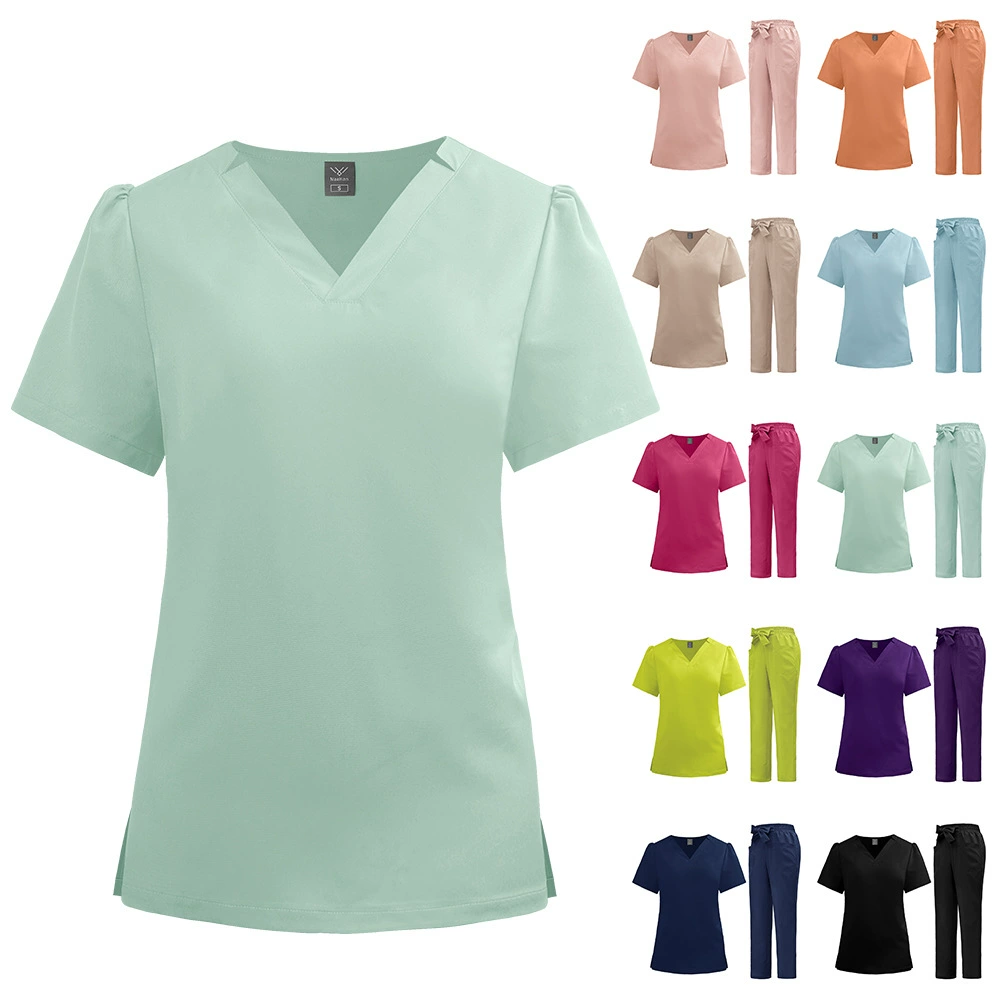 Женская новая быстросохнущая тонкая униформа для салона красоты, спа-клуба, с бантом, однотонная, для работы в больнице, для медсестры, одежда для ручной стирки