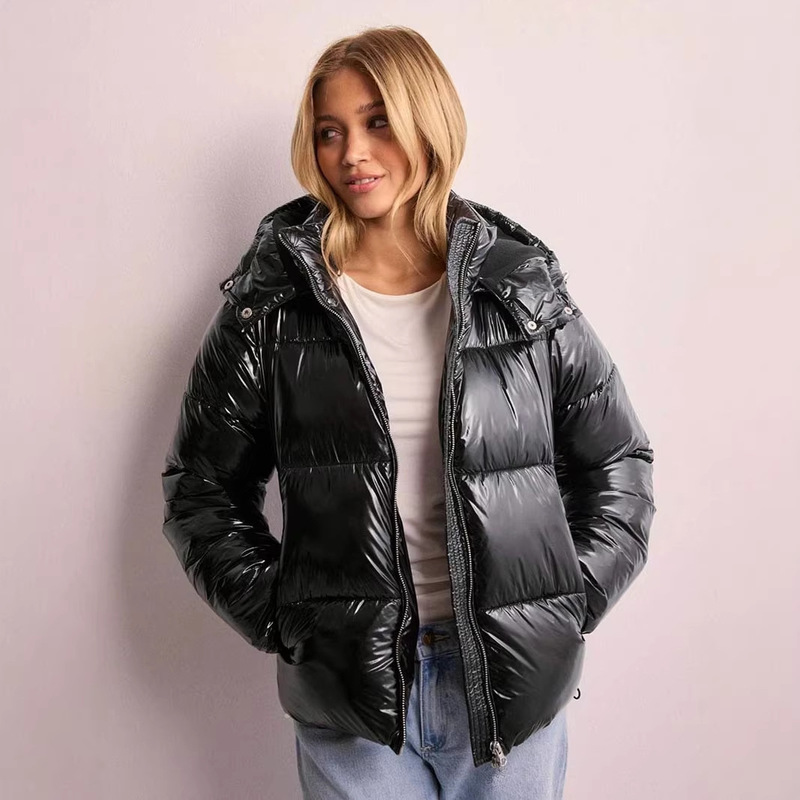 In-Stock Winter Casual Hooded Cotton Jacket Thickened Solid Color Cold-Proof High-End Cotton Coat European and American Cross-Border Women's Outerwear In-Stock Winter Casual Hooded Cotton Jacket Thickened Solid Color Cold-Proof High-End Cotton Coat European and American Cross-Border Women's Outerwear
