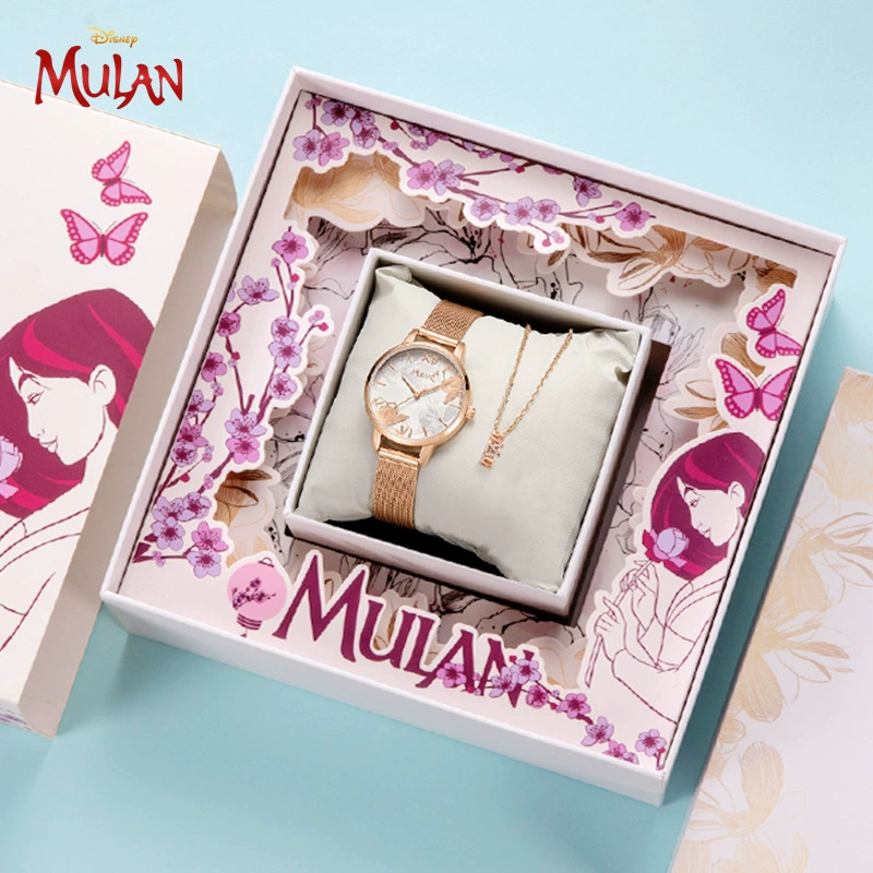 Gift Watch & Jewelry Set (Disney) in Castle Gift Box — Minnie Design, Watch + Necklace