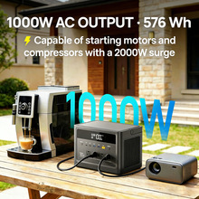 1000W Portable Power Station 1152Wh LiFePO4 Solar Generator