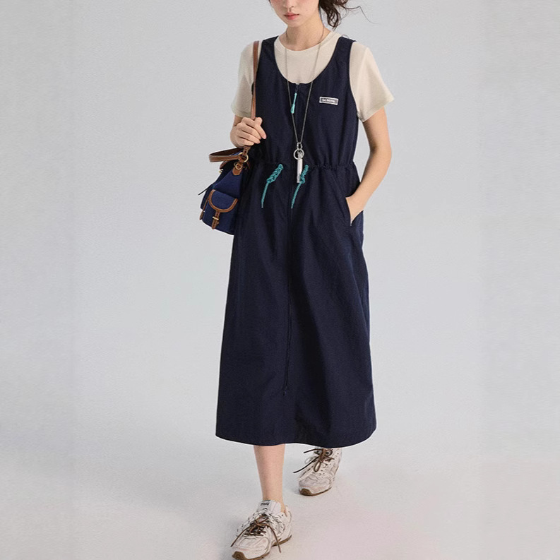 "Line Drawing Workroom" "Blue Harbor Lis" Outdoor Sports Style A-Line U-Neck Long/Short Vest Dress