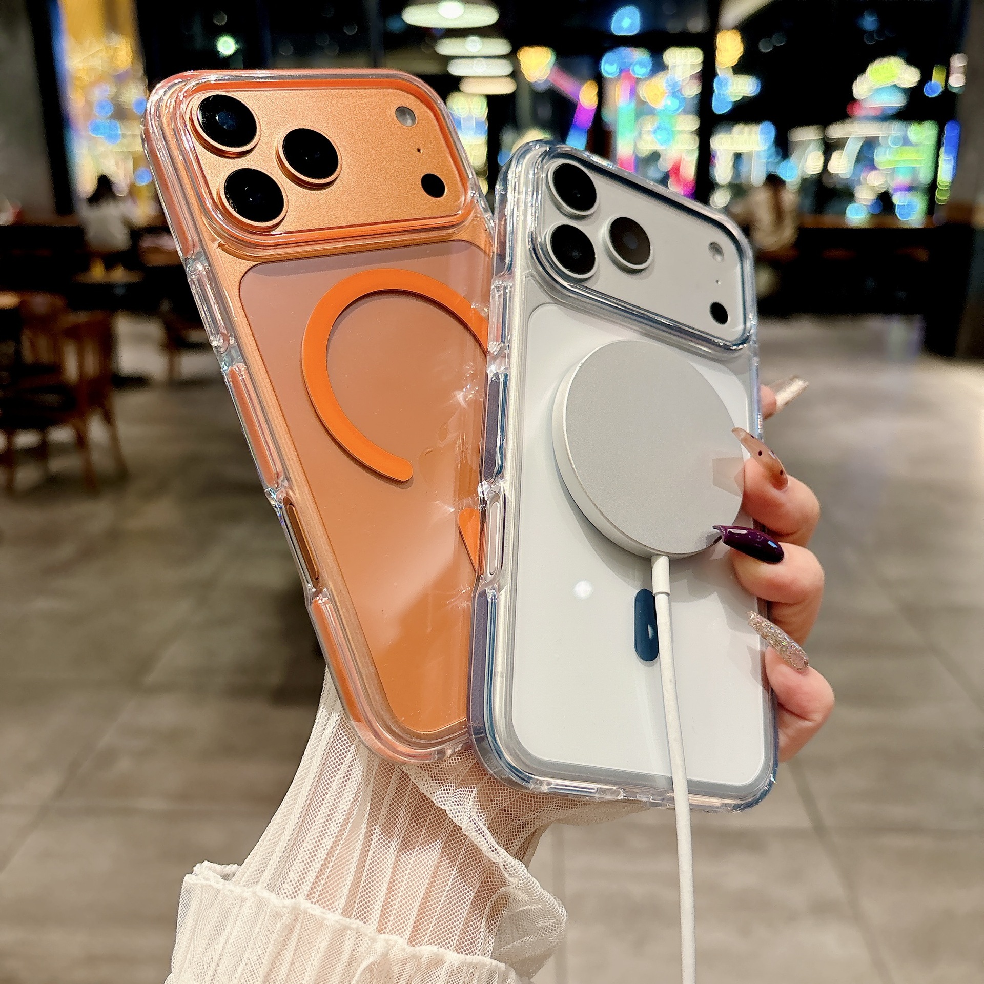 Suitable for iPhone 18 Pro Max Phone Case, Ice Crystal Precision Hole Two-In-One Magnetic Suction Case for Apple 17, Anti-Drop 16 Protective Cover