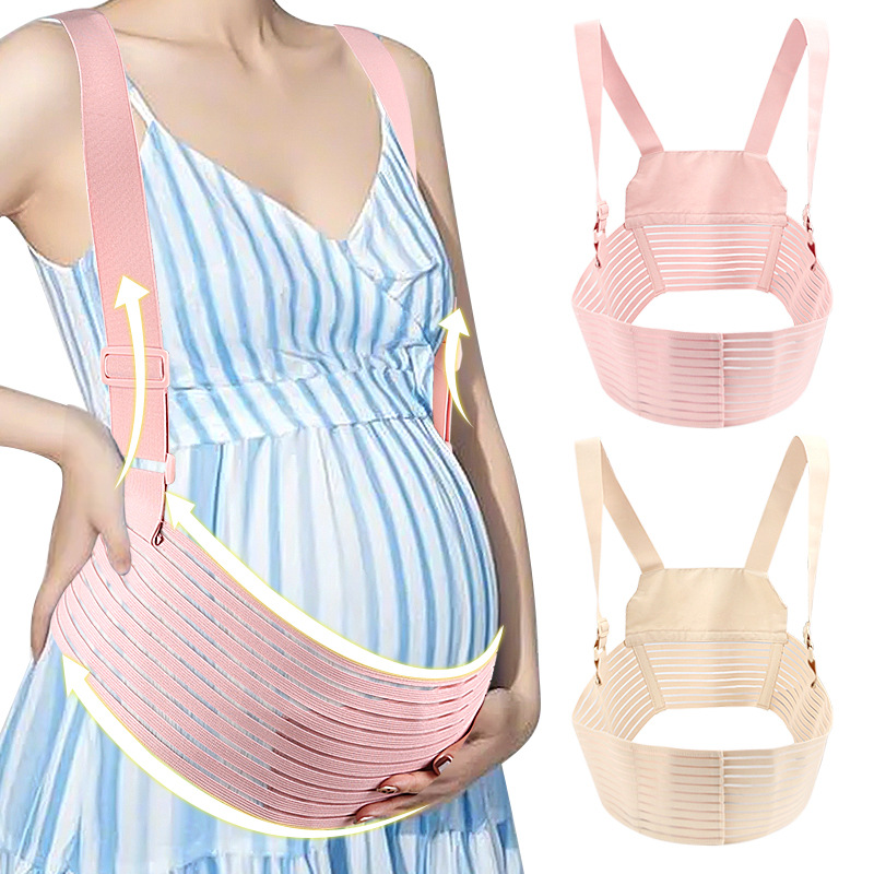 Four Li Universal Shoulder-Type Prenatal Special Abdominal Support Belt with Adjustable Shoulder Straps, Waist Protection, Breathable Waist Support Abdominal Belt