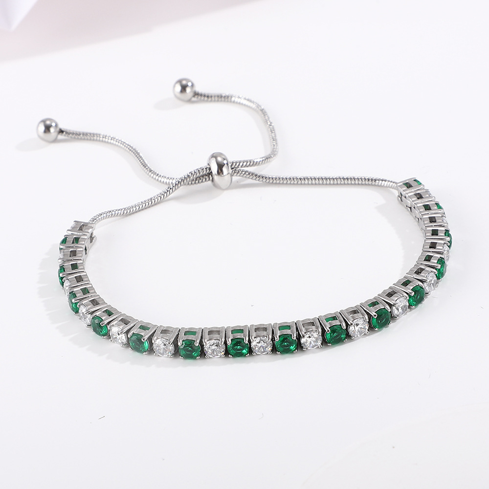 11g Weight Zircon Inlay Material Bracelets Classification Titanium Steel Chain Material 1 Piece Quantity Daily Occasion Titanium Steel Material Geometric Pattern Unisex Gender Inlay Design Shiny Style Shiny Geometric Titanium Steel Zircon Bracelets In Bulk 7