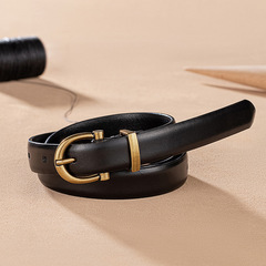 First-layer cowhide leather belt for women, fashionable leather Korean thin belt for women, high-end sense, versatile dress belt for women