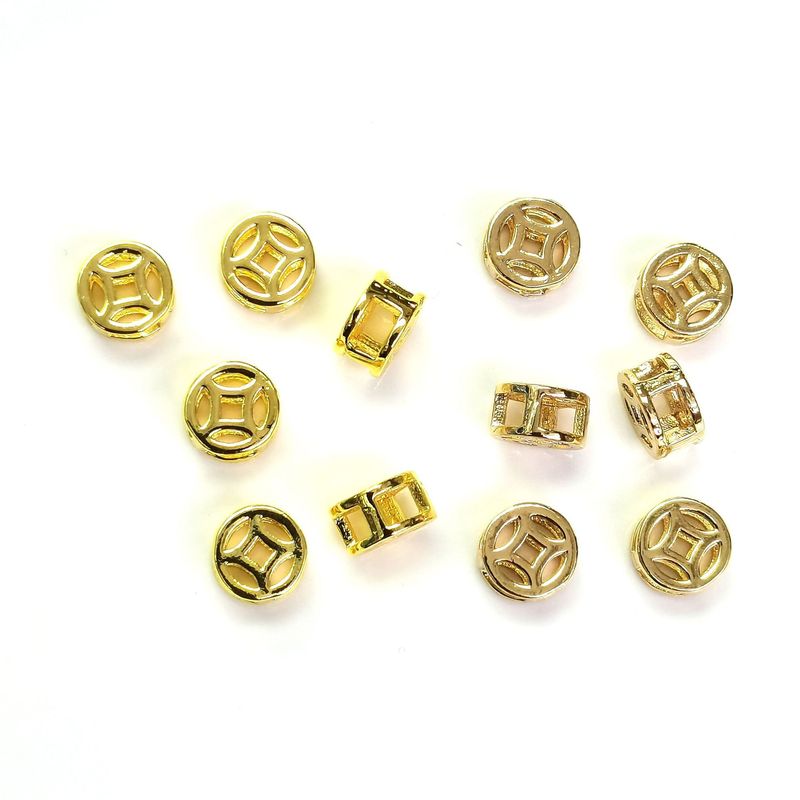 14k包みの金の保色の透かし彫りのビーズの銅銭diyの手作りのアクセサリのネックレスのブレスレットのビーズのスペーサーの材料|undefined