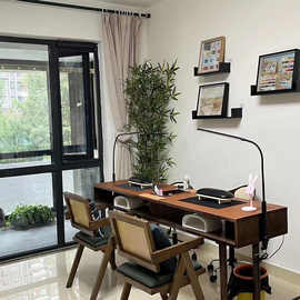 美甲实木胡桃桌子美式家用复古台单双人简约吸尘器桌椅套装经济型