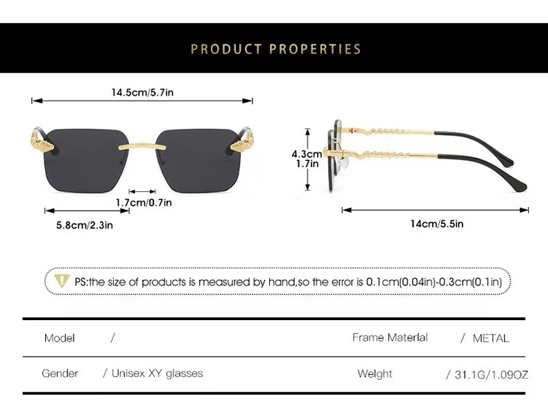 Fashion Square Snake Metal Sunglasses For Women Minimalist Style_voghion.com