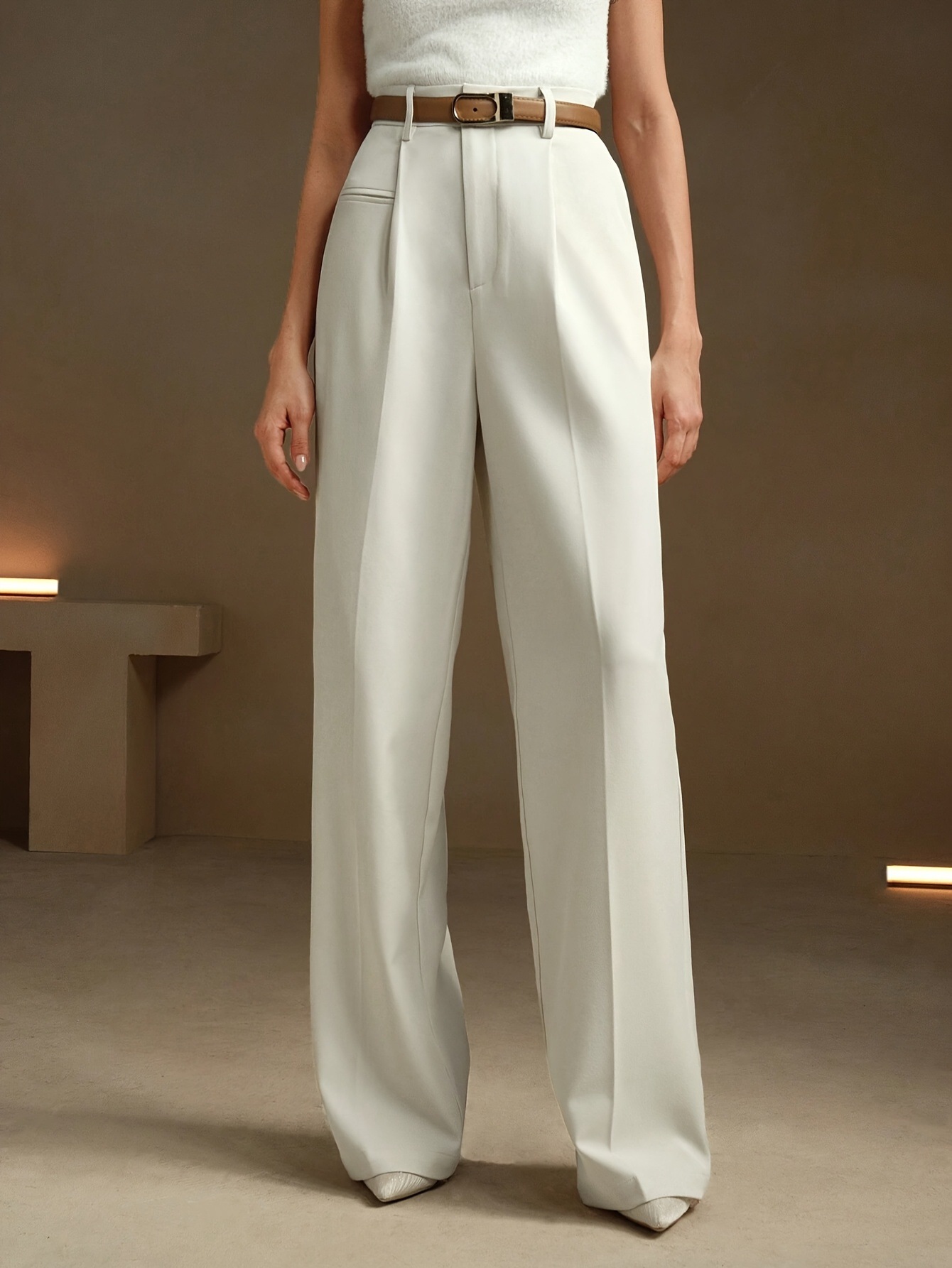 Summer High-Waisted Wide Leg Pants – Breathable Solid Color Trousers With Flowy Silhouette (XS-XL)_voghion.com
