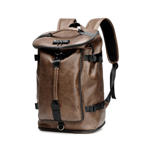 Cross-border multi-functional travel backpack for men, college style retro student school bag with anti-theft password lock, large capacity backpack