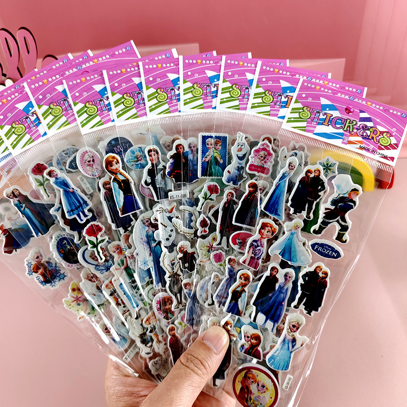 Children's Cartoon Bubble Stickers Sanrio Capibara Ice and Snow Animal Dinosaur Car 3D Stickers