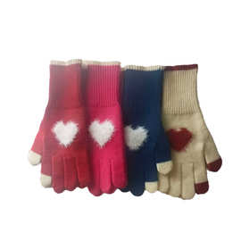 爱心羊绒淑女触屏成人立体绞花针织保暖加长分指手套厂家羊驼绒