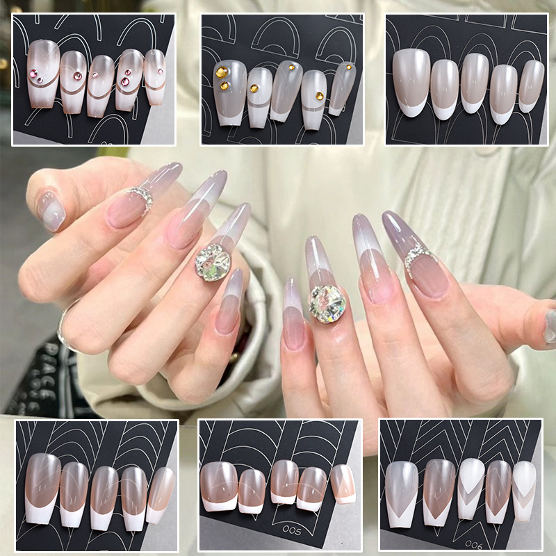 Manicure estilo francés borde auxiliar pegatinas en el viento crescente sonrisa línea de manicure pegatinas pegatinas de esmalte de uñas en forma de V al por mayor