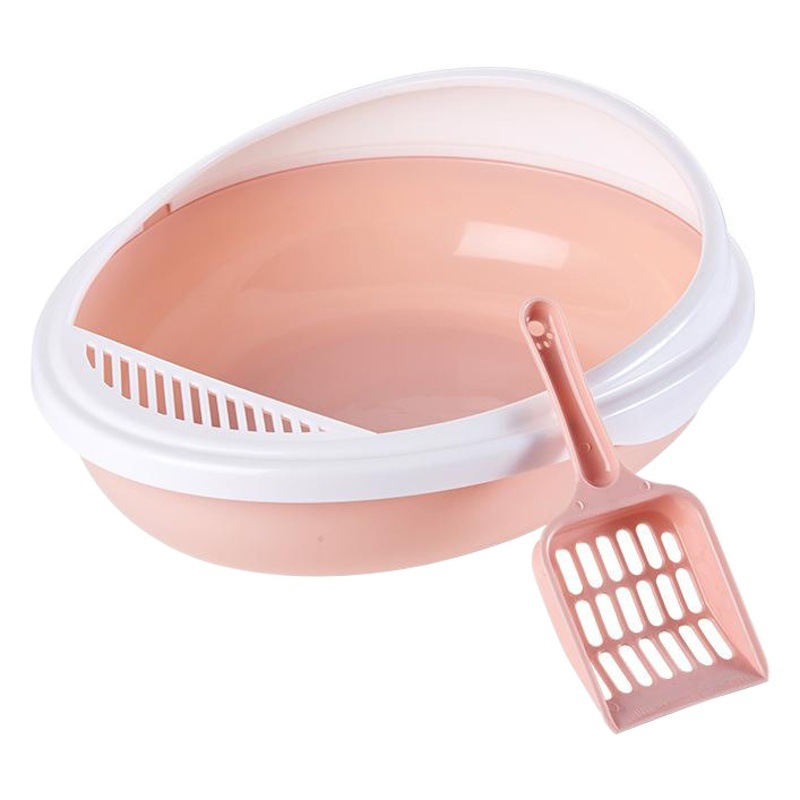 Fábrica al por mayor suministros para mascotas semi-cerrado caja de arena para gatos inodoro de gato extraíble caja de arena para gatos a prueba de salpicaduras pala de arena para gatos gratis