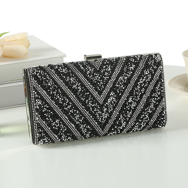Large capacity diamond studded women's evening bag simple and fashionable rhinestone hand held evening bag_voghion.com