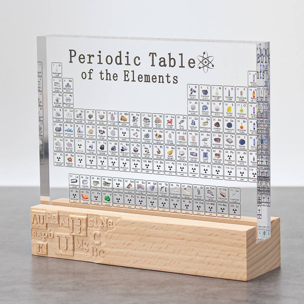 투명 인쇄 + 화학 엠보싱 수입 너도밤나무 받침대 (조명 없음)