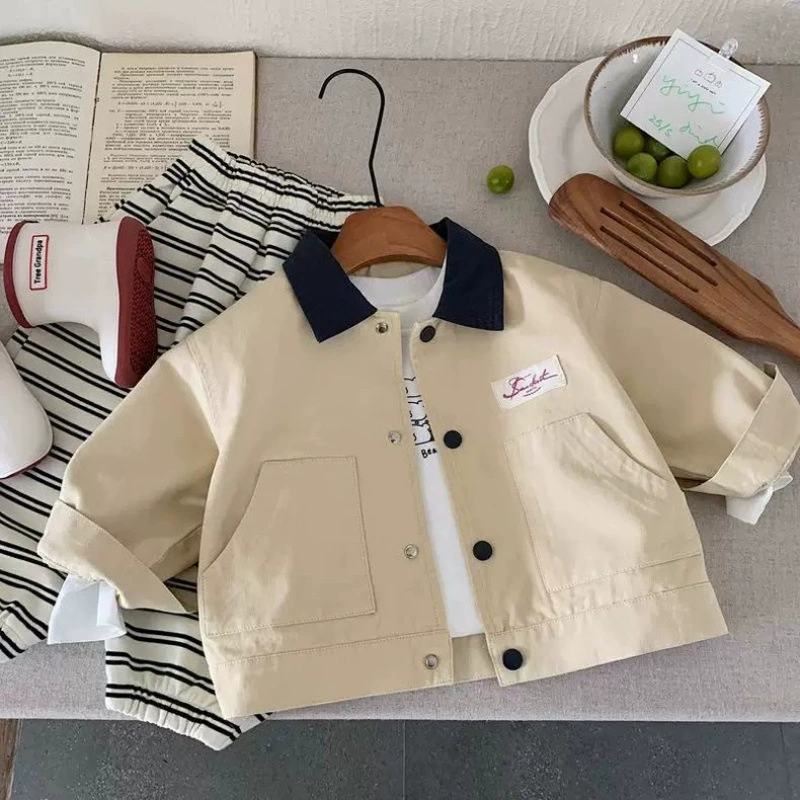 Куртка для мальчиков весна-осень 2025, новая стильная куртка с длинным рукавом, модный весенний наряд, трендовая детская бейсболка