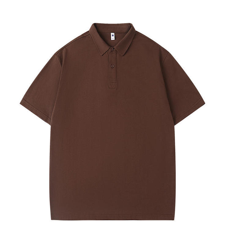 250G平織り双糸精梳純綿ドロップショルダーラペルポロシャツ半袖Tシャツメンズトレンドブランド無地Tシャツライトトレンド|undefined