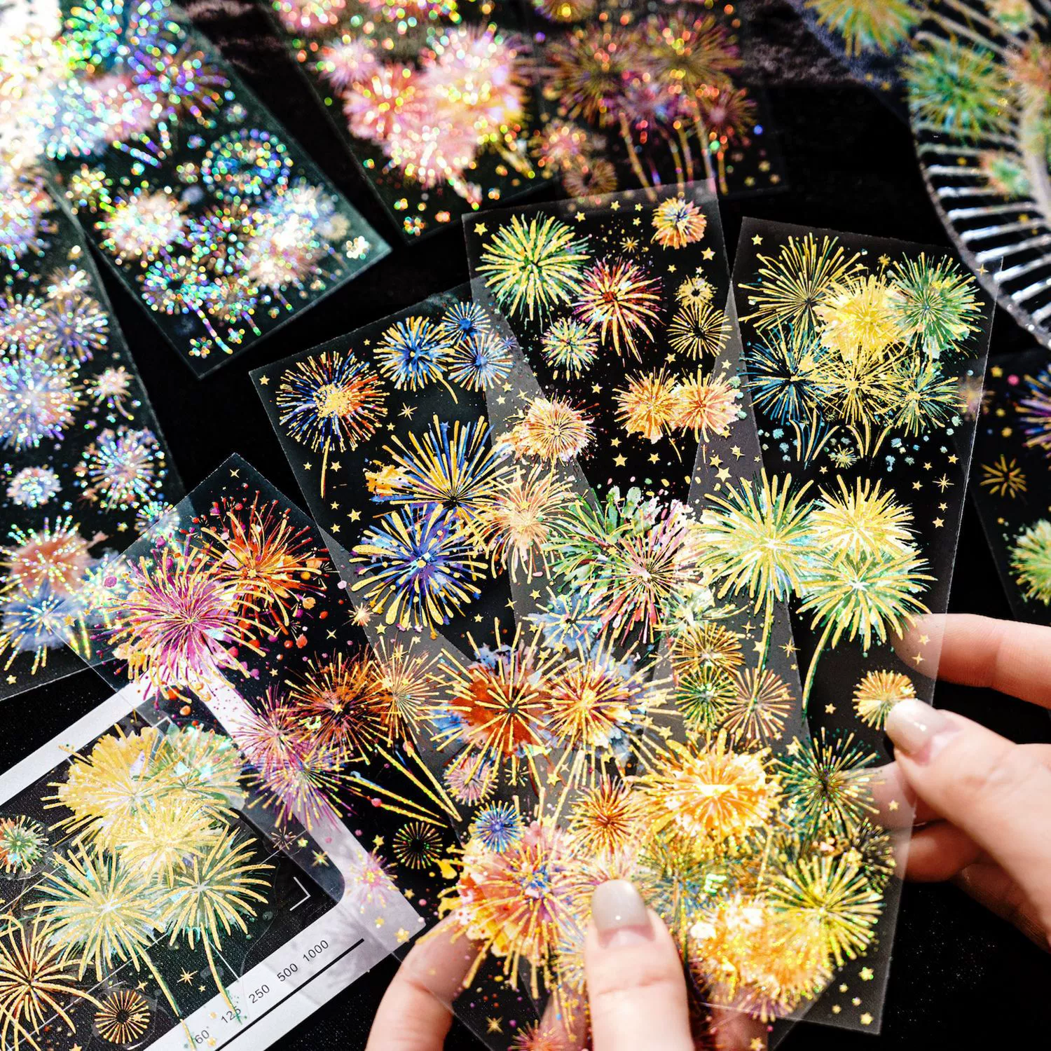 Сахарная поэзия ПЭТ плоская наклейка фейерверк мгновенная серия ins ветер мультфильм ручной счет