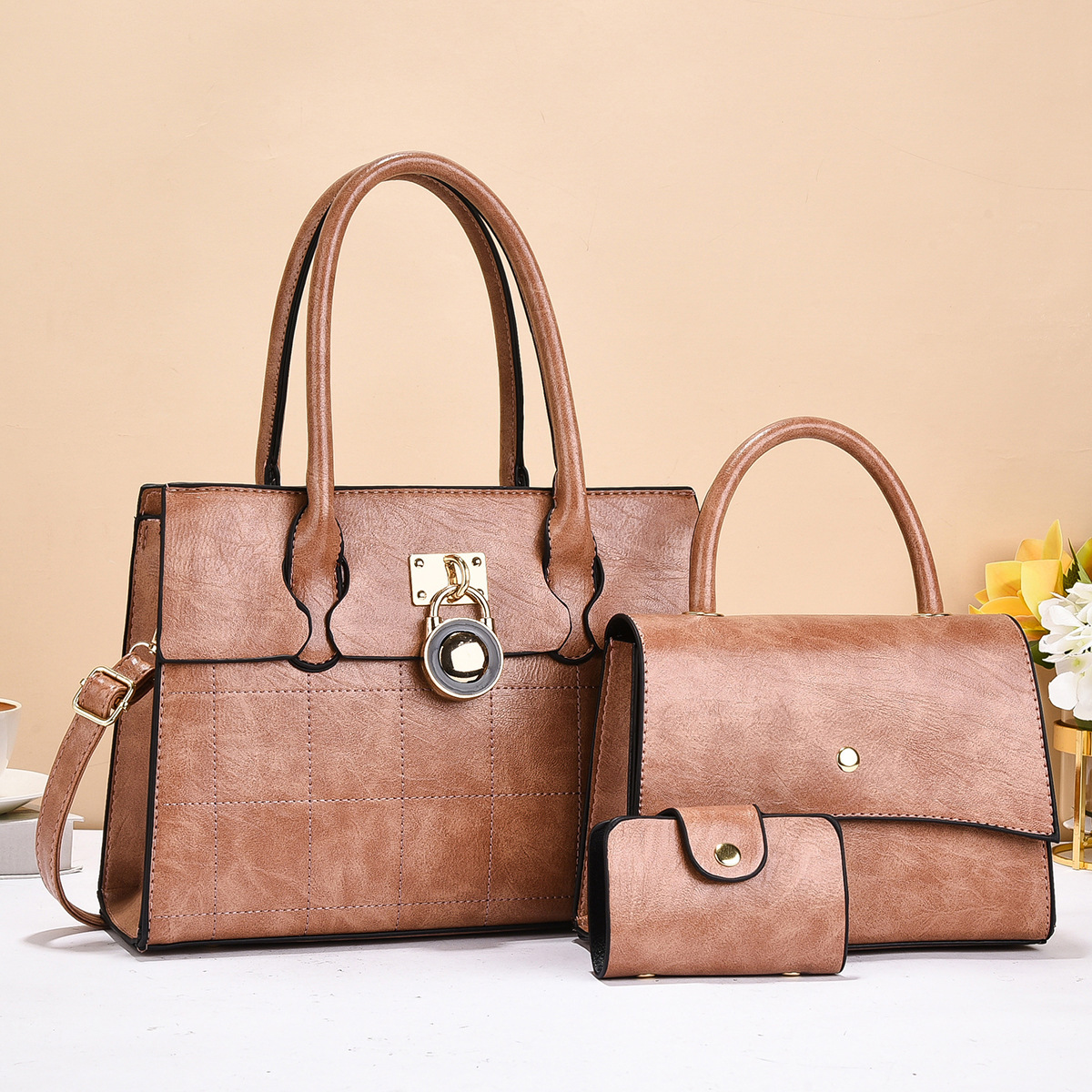 Bolso de mujer ocio estilo transfronterizo retro bolso de niños 2025 primavera nueva combinación de bolsos de tres piezas de bolso de gran capacidad