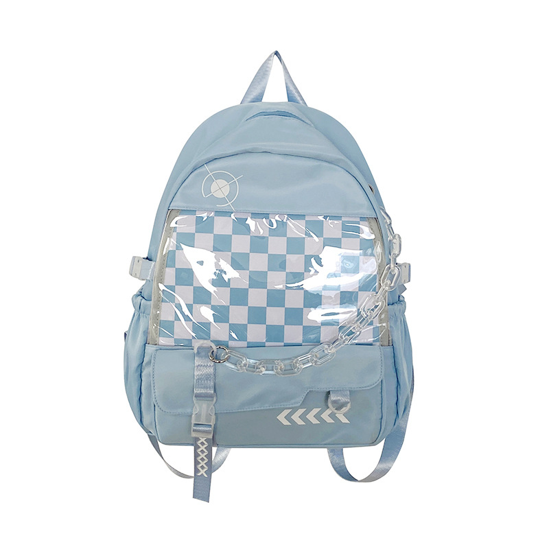 2024 nueva mochila de estilo universitario ventana transparente exterior mochila de estudiantes de escuela secundaria nueva mochila de gran capacidad