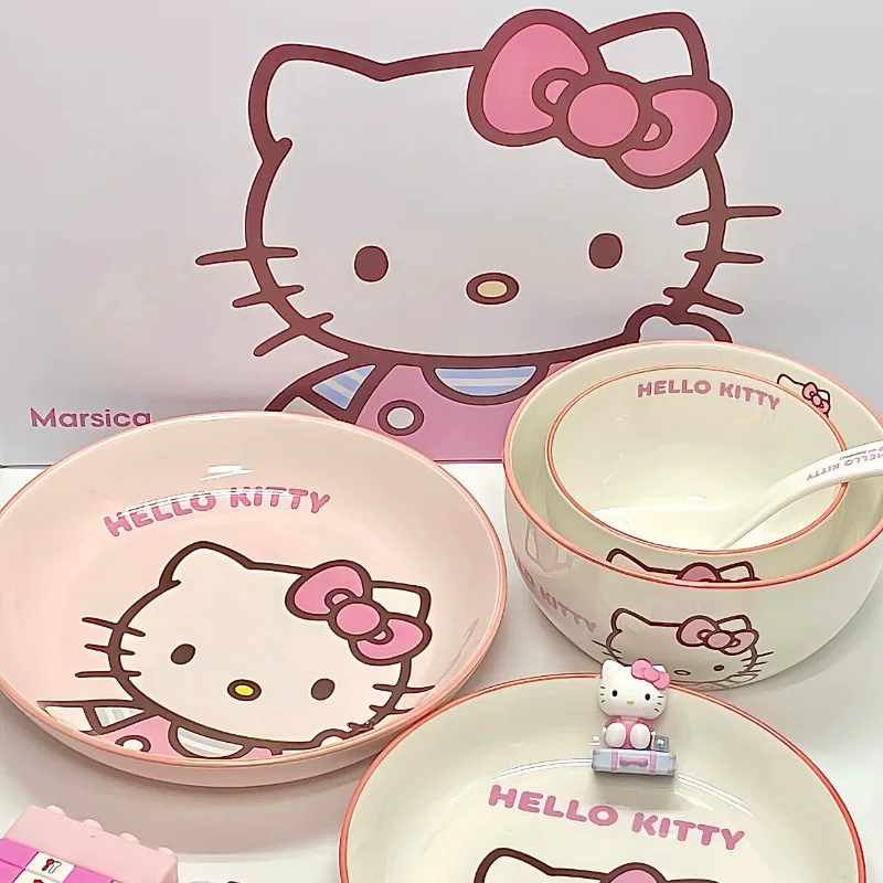 Sanrio, hello kitty, ceramic tableware, set