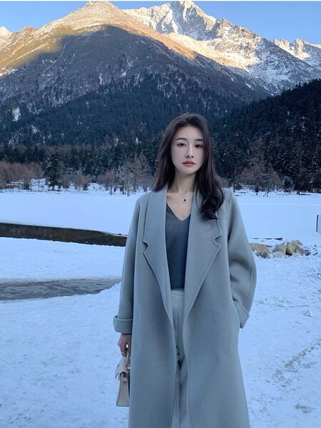 Double-sided cashmere long woolen winter woolen coat