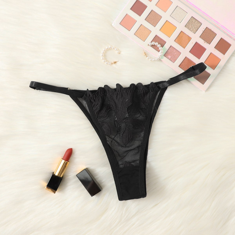 European market hip-exposed underwear women's mesh laser three-dimensional embroidered thong sexy briefs cheap wholesale