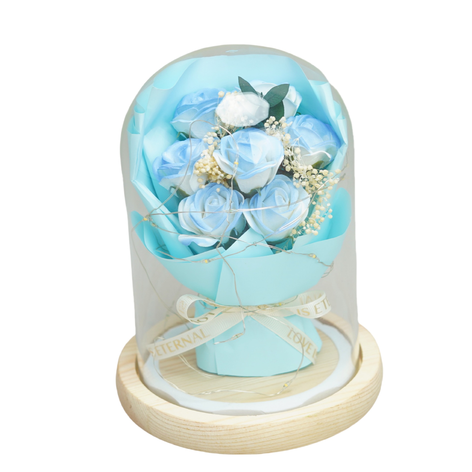 Simulación inmortal flor seca copa de vidrio ramo de flores acompañante regalo de decoración de escritorio para el hogar regalo de cumpleaños 520