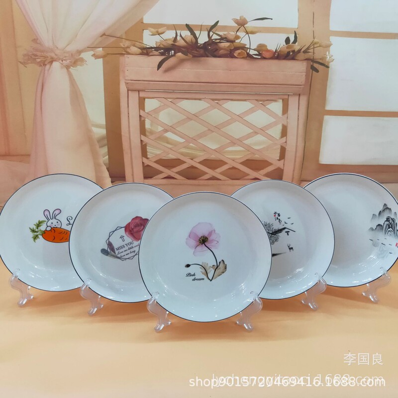 Home-made Black Mouth Simple Baked Flower Rice Plate Golden Flower Ceramic Fruit Plate Super Tie Restaurant Household Plate