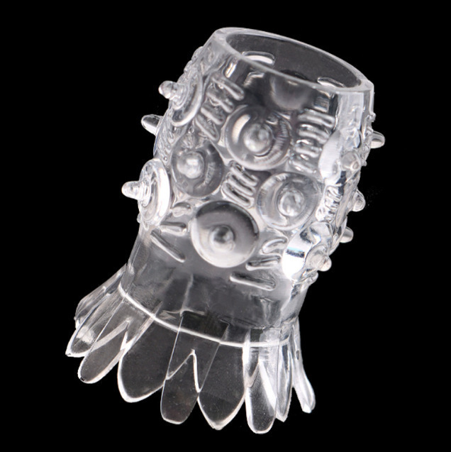 Pineapple Crystal Spike Delay Ring, Textured TPE Couples Ring, Purple — detail image 5