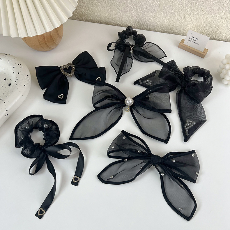 Organza Bow Black Mesh Spring Clip Fashion Hair Accessories display picture 2