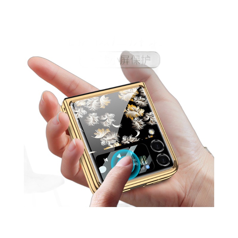 Conveniente para Samsung zflip3 estilo chino retro teléfono caso plegable Flip espejo moda plegable caso