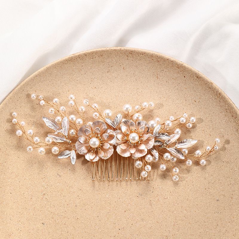 Cross-border bride head accessory handmade pearl metal hair pin show hermits clothing head accessory wedding photo hair accessory wholesale