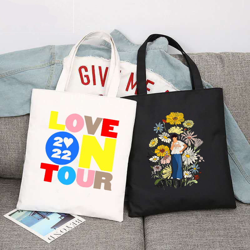 Love on Tour 印花帆布袋单肩包折叠袋学生手提袋购物袋跨境外贸