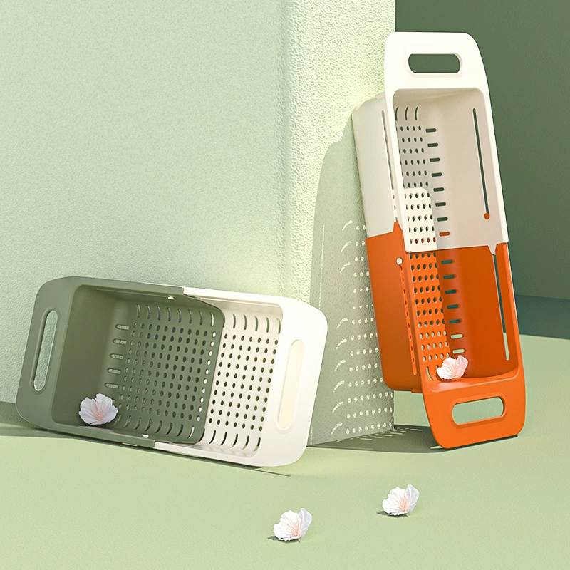 Двухслойная корзина для мойки овощей Кухонная раковина для мойки фруктов и овощей Мойка рисовая корзина телескопическая корзина для мойки овощей